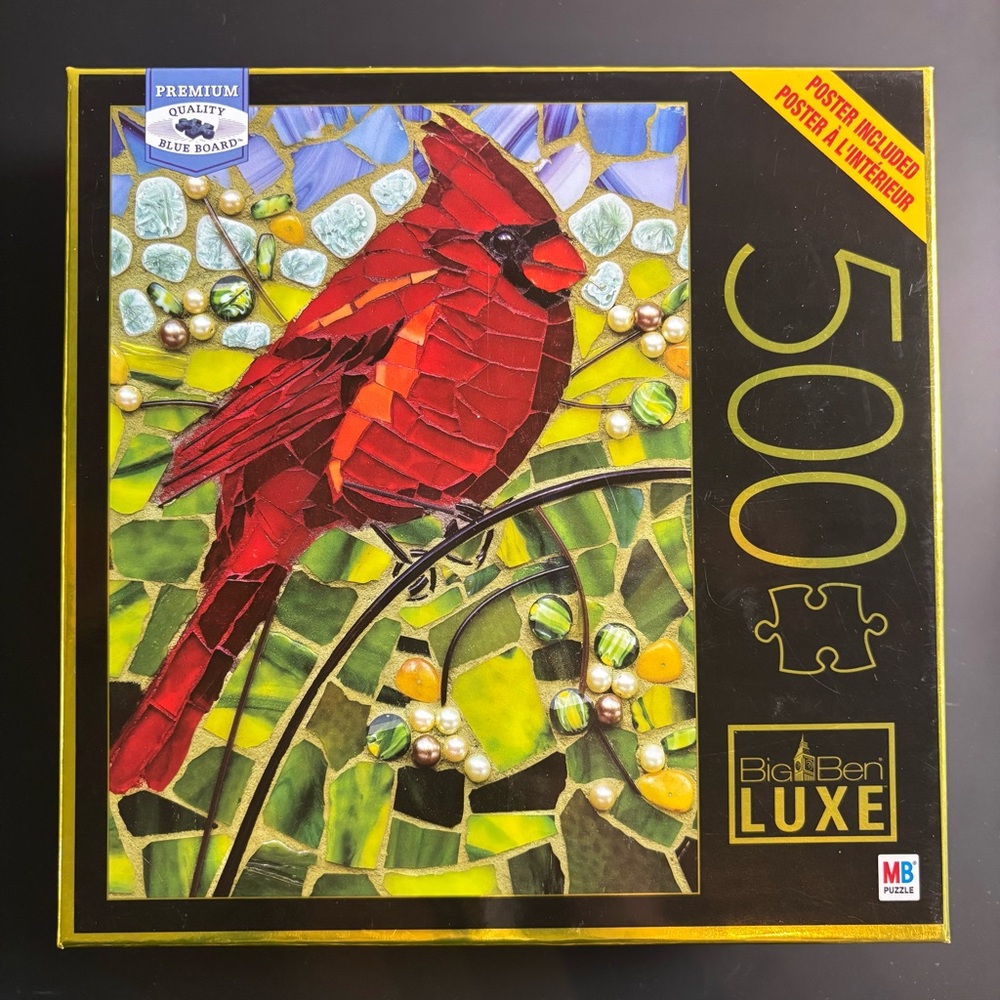 3/$20 🧩 Cardinal Glass 500 Piece Jigsaw Puzzle by Big Ben Luxe